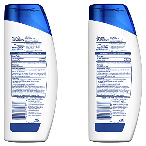 Head & Shoulders Shampoo and Conditioner 2 in 1, Anti Dandruff Treatment and Scalp Care, Old Spice Pure Sport for Men, 23.7 fl oz, Twin Pack - Image 2