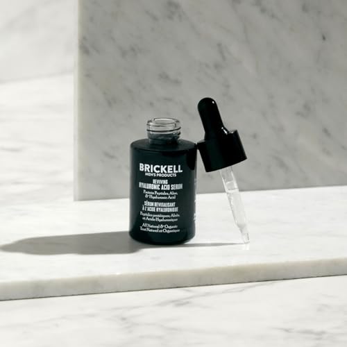 Brickell Men's Anti Aging Hyaluronic Acid Serum for Face, Reviving Day Serum for Men, Natural and Organic Face Serum with Protein Peptides to Restore Firmness and Collagen, 1 Ounce, Scented - Image 2