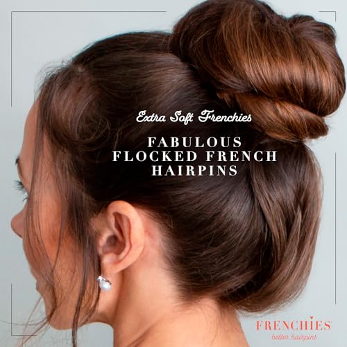 Frenchies French Twist Hair Pin, Ultra Flocked Extra Soft French Hair Pins for Women, Wedding, Updo Extensions, or Wig, 20 Count, Brown - Image 3