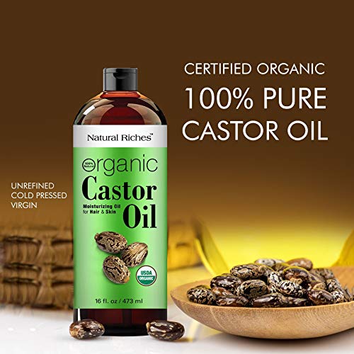 Natural Riches Organic Castor Oil - Cold Pressed, USDA Certified for Hair Growth, Thicker Eyelashes, Eyebrows - Moisturizes Dry Skin and Hair, Helps with Dandruff - Hexane-Free, 16 fl. oz. - Image 8