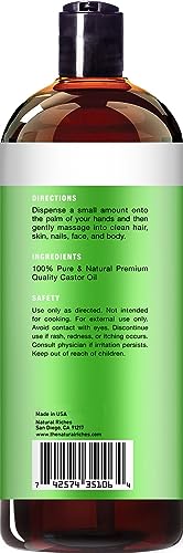 Natural Riches Organic Castor Oil - Cold Pressed, USDA Certified for Hair Growth, Thicker Eyelashes, Eyebrows - Moisturizes Dry Skin and Hair, Helps with Dandruff - Hexane-Free, 16 fl. oz. - Image 9