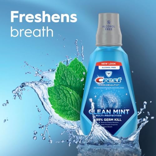 Crest Pro-Health Clean Mint Mouthwash, CPC Antigingivitis/Antiplaque Mouthwash, 500 mL (16.9 Fl Oz ), Pack of 4, Crest Mouthwash, Gingivitis Treatment - Image 6
