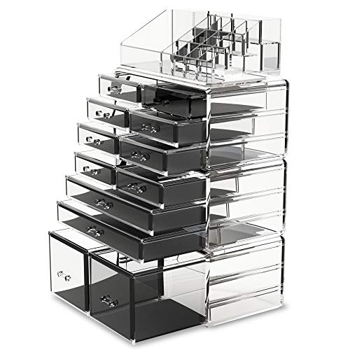READAEER Makeup Cosmetic Organizer Storage Drawers Display Boxes Case with 12 Drawers(Clear) - Image 9