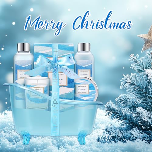 Bath and Body Gift Set for Women, Body & Earth Ocean Gift Basket, 7 Pcs Bath Sets for Women Gift with Bubble Bath, Body Lotion, Scented Candle, Spa Kit for Women, Christmas Gifts for Mom - Image 2