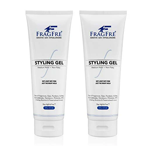 Hair Styling Gel 8 oz (2-Pack Gift Set) Medium Hold - Fragrance Free Hypoallergenic - Irritation Free Styling Gel for Sensitive Skin - for Men Women Children - Gluten Free Vegan Cruelty Free