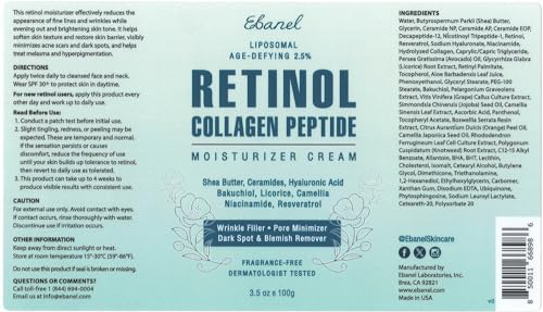 Ebanel Retinol Cream for Face with Collagen, Peptides, Niacinamide, Ceramides, Retinol Moisturizer with Vitamin C & B5, Hyaluronic Acid, Pore Minimizer Anti Aging Wrinkle Cream for Women and Men - Image 8