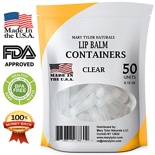 50 Clear Lip Balm Containers Round Tubes, BPA Free, Made in USA, 100% BPA Free, with Clear Caps For DIY Lipstick, homemade Lip Balms by Mary Tylor Naturals - Image 4