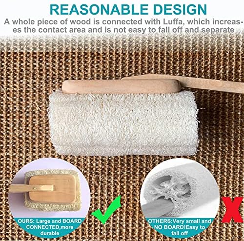 2 Pack Natural Exfoliating Loofah luffa loofa Bath Brush On a Stick - with Long Wooden Handle Back Brush for Men & Women - Shower Sponge Body Back Scrubber - Image 2