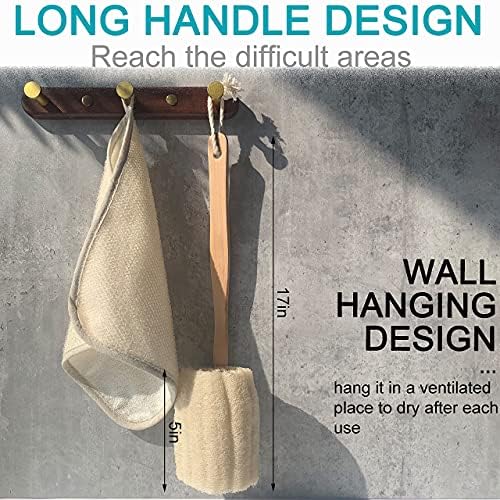 2 Pack Natural Exfoliating Loofah luffa loofa Bath Brush On a Stick - with Long Wooden Handle Back Brush for Men & Women - Shower Sponge Body Back Scrubber - Image 3