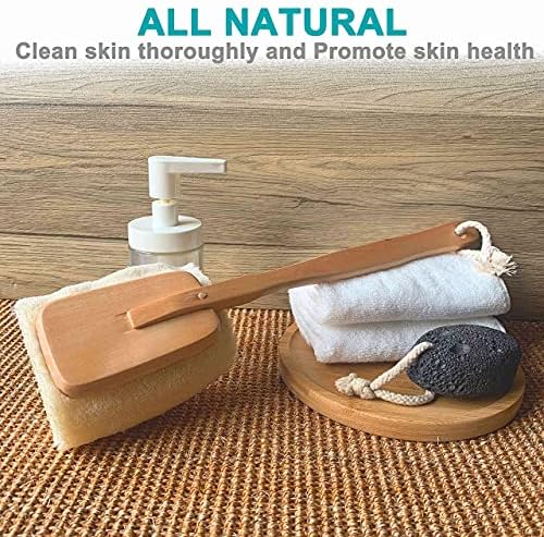 2 Pack Natural Exfoliating Loofah luffa loofa Bath Brush On a Stick - with Long Wooden Handle Back Brush for Men & Women - Shower Sponge Body Back Scrubber - Image 5
