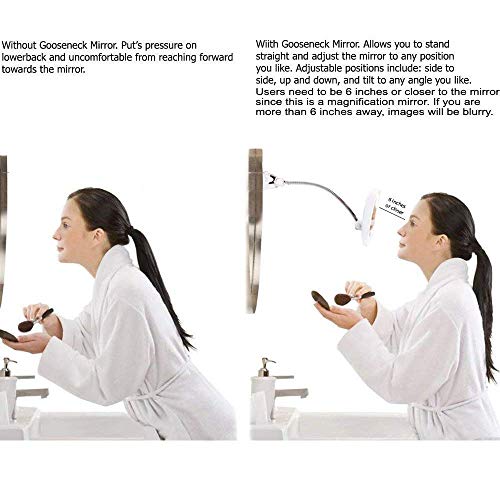 SunplusTrade Makeup Mirror with LED Lights and Magnification, Portable Cordless Design Suction Cup Mirror for Home and Travel with Flexible Gooseneck to Adjust to Any Position Easily - Image 4