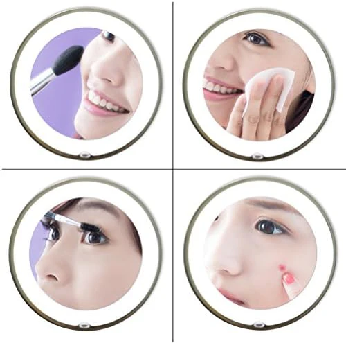 JiBen Flexible Gooseneck LED Lighted 10X Magnifying Makeup Mirror with Power Locking Suction Cup and 360 Degree Swivel, Portable Cordless Travel and Home Bathroom Vanity Mirror - Image 4