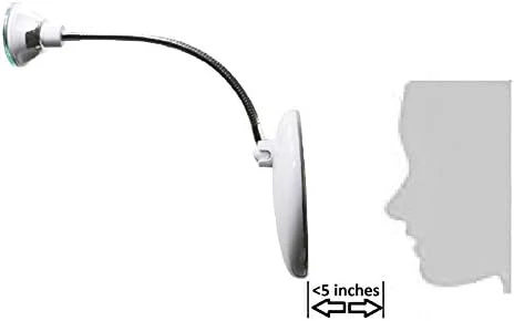 JiBen Flexible Gooseneck LED Lighted 10X Magnifying Makeup Mirror with Power Locking Suction Cup and 360 Degree Swivel, Portable Cordless Travel and Home Bathroom Vanity Mirror - Image 7