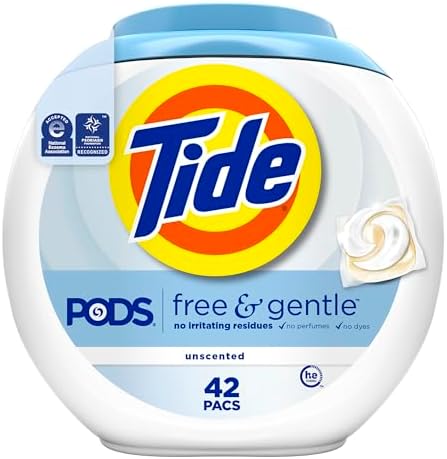 Tide PODS Free & Gentle Laundry Detergent Soap Pacs, 42 Count, Tide PODS Laundry Detergent