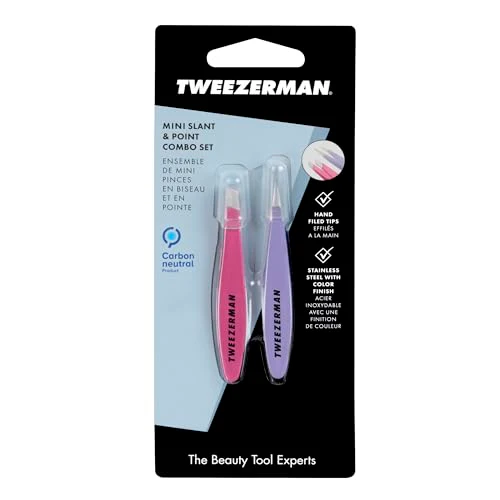Tweezerman Mini Slant and Point Tip Tweezer - Tweezers Set for Eyebrows, Facial Hair, Ingrown Hairs - Image 8
