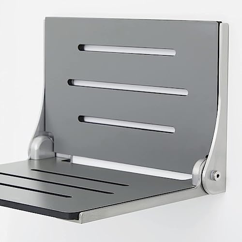 Seachrome Lift-Assist High Back Silhouette Folding Wall Mount Shower Bench Seat with White Frame - Image 5