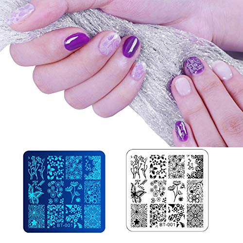 Biutee Nail Stamping Plates Set 12pcs Nail Plates 1stamper 1scraper 1storage Bag Nail Plate Template Image Plate Stencil Nails Tool (C) - Image 7