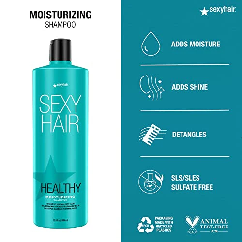 SexyHair Healthy Moisturizing Shampoo, 33.8 Oz | Moisture, Slip, Detangling, and Shine | SLS and SLES Sulfate Free | All Hair Types - Image 3