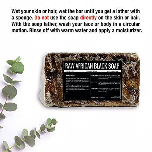 Raw African Black Soap Bar - For All Skin Types - Face, Body, Hair Soap Bulk Bars (1 Pound) - Image 3