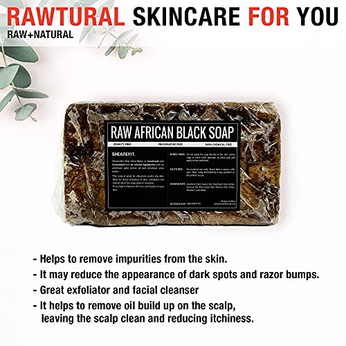 Raw African Black Soap Bar - For All Skin Types - Face, Body, Hair Soap Bulk Bars (1 Pound) - Image 4