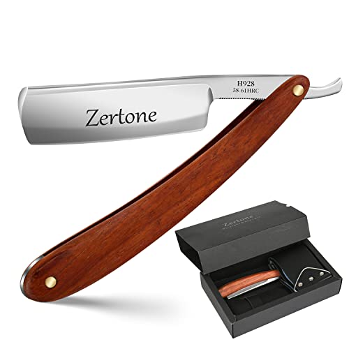 Zertone Straight Razors for Men Kit with Strop - Straight Edge Razor Natural Wood Scale – Sharp, High Hardness Carbon Steel Cutthroat Straight Razor Shaving Kit, Vintage Wood Handle, Barber Razor - Image 4