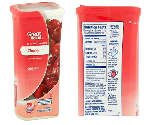 Great Value Drink Mix, Sugar Free, Fruit Punch, Cherry and Grape Bundle of 3 flavor Canisters. (Canister Designs May Vary) - Image 2