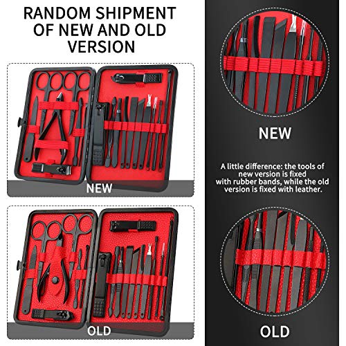 ESARORA Manicure Set, 18 in 1 Stainless Steel Professional Pedicure Kit Nail Scissors Grooming Kit with Black Leather Travel Case - Image 2