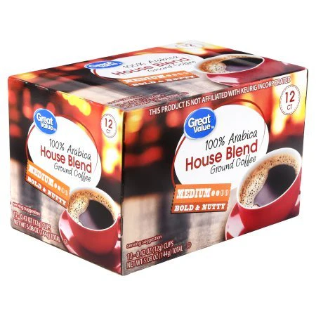 Great Value House Blend Ground Coffee Single Serve Cups, Medium Roast, 5.08 oz, 12 Count - (PACK OF 3) - Image 2