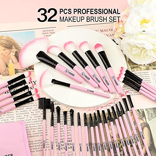 Makeup Brushes, VANDER 32pcs Professional Soft Synthetic Kabuki Cosmetic Eyebrow Shadow Makeup Brush Set Kit - Image 8