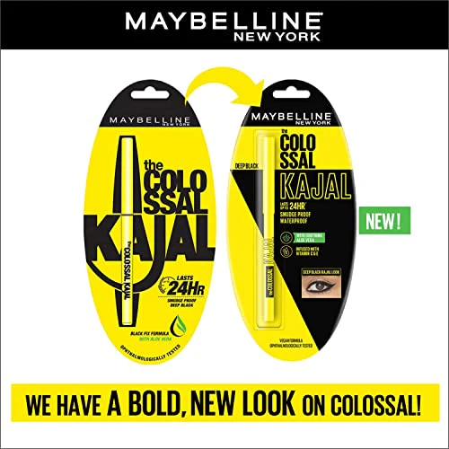 Maybeline Kajal Universal Beauty Maybeline New York Colossal Kajal Dark Black, Waterproof Kajal, 24Hrs Stay Kajal 0.35G (Pack Of 2) - Image 5