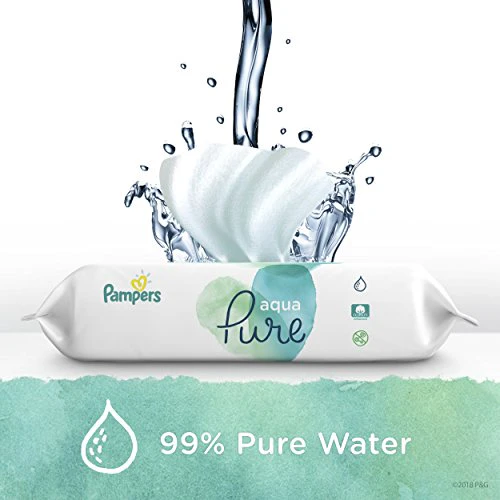 Pampers Pure Disposable Baby Diapers, Hypoallergenic and Fragrance Free Protection Size 2, 128 Ct. with Aqua Pure 4X Pop-Top Sensitive Water Baby Wipes, 224 Ct. - Image 3