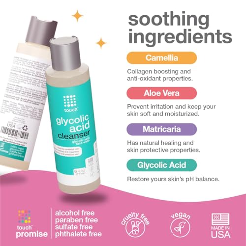 10% Glycolic Acid Face Wash - Exfoliating, Non Drying & Foaming AHA Cleanser - Anti-Aging, Skin Tone & Texture, Wrinkles, Pores, Blackheads - Sulfate Free, Oil Free, & Low PH - 6 oz. - Image 3