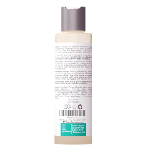 10% Glycolic Acid Face Wash - Exfoliating, Non Drying & Foaming AHA Cleanser - Anti-Aging, Skin Tone & Texture, Wrinkles, Pores, Blackheads - Sulfate Free, Oil Free, & Low PH - 6 oz. - Image 8