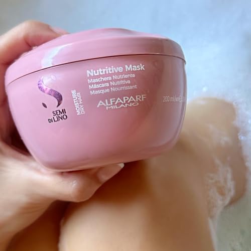 Alfaparf Milano Semi Di Lino Moisture Nutritive Mask for Dry Hair - Safe on Color Treated Hair - Sulfate, Paraben and Paraffin Free - Professional Salon Quality - Image 6