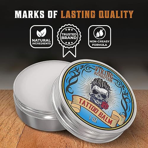 Viking Revolution Tattoo Care Balm for Before, During & Post Tattoo Safe, Natural Tattoo Aftercare Cream Moisturizing Lotion to Promote Skin Healing, Skin Moisturizer, (2oz,1 Pack) - Image 5