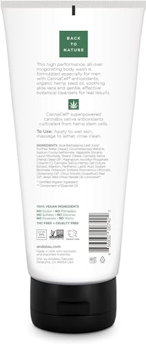 Andalou Naturals CannaCell MEN Invigorating 3-in-1 Body Wash, 8.5 Ounces - Image 2