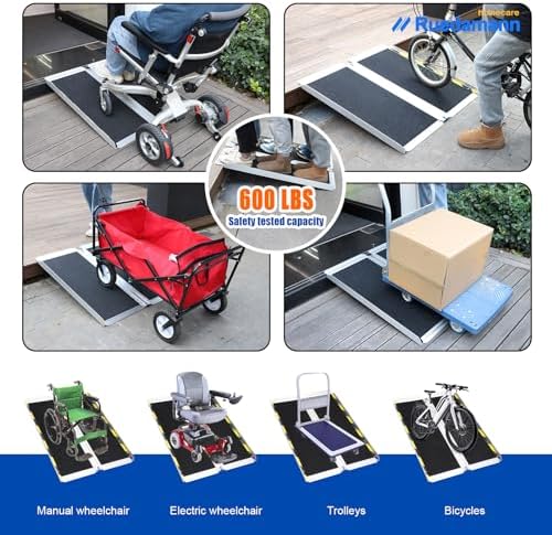 Ruedamann 4FT Wheelchair Ramp, Portable Wheelchair Ramp for Home Entrance, 30-1/4" Wider Design, Non-Slip Aluminum Folding Ramps for Wheelchairs, Strollers, Scooters, Stairs, Curbs, Doorways - Image 3