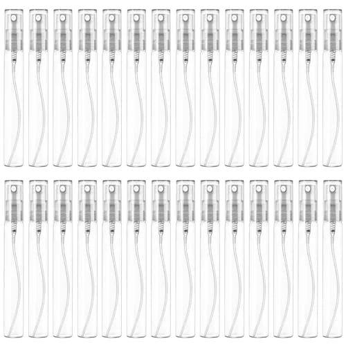 Mini Spray Bottle 10ml, Refillable Glass Spray Bottle, Glass Bottle Atomizer, Perfume Mouthwash Atomizer for Cleaning Refillable Container for Travel, Essential Oils, Perfume 40 Pcs, 10ml