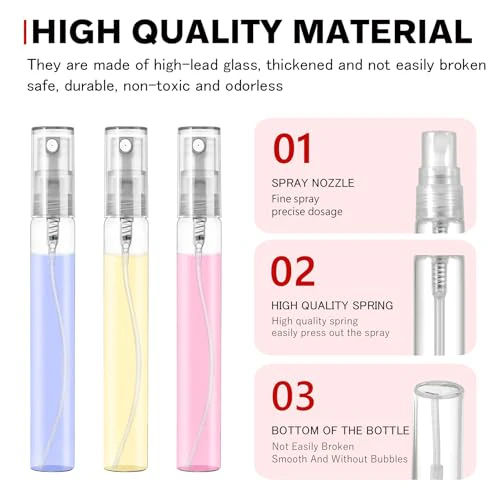 Mini Spray Bottle 10ml, Refillable Glass Spray Bottle, Glass Bottle Atomizer, Perfume Mouthwash Atomizer for Cleaning Refillable Container for Travel, Essential Oils, Perfume 40 Pcs, 10ml - Image 4