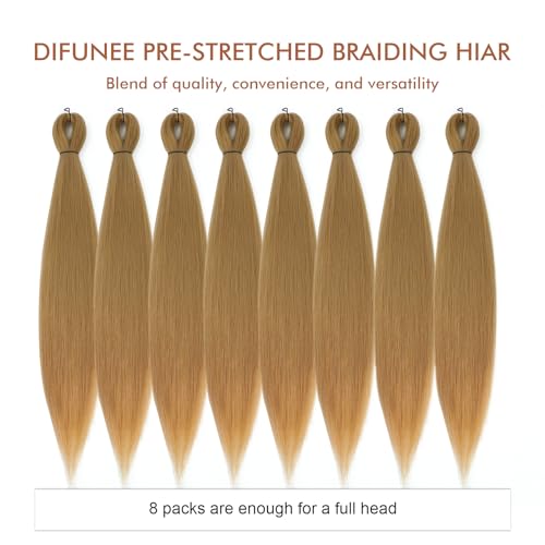 Pre-stretched Braiding Hair - 22 Inch 8 Packs Blonde Long Braiding Hair For Twist or Box Braids, Yaki Texture Hot Water Setting Synthetic Braiding Hair Extensions (22 Inch, #27-8P) - Image 5