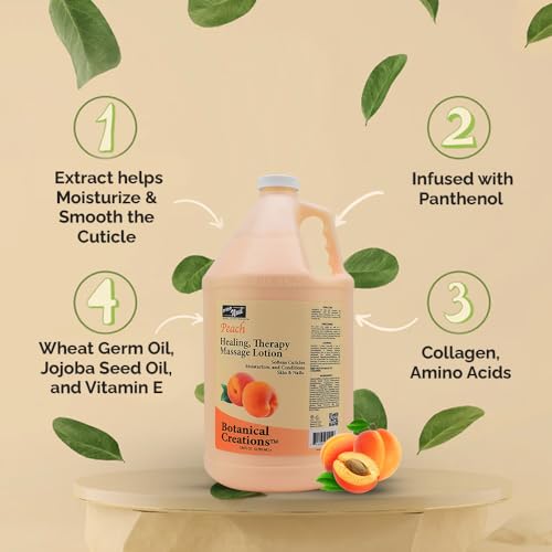 PRO NAIL - Healing Therapy Massage Lotion - Professional Pedicure, Body and Hot Oil Manicure, Infused with Natural Oils, Vitamins, Panthenol and Amino Acids (Peach, 1 Gallon) - Image 2