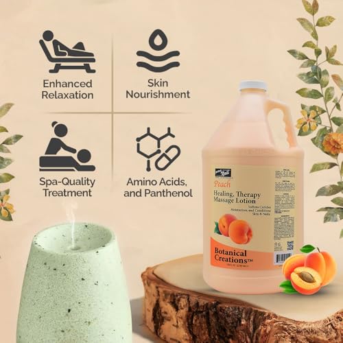PRO NAIL - Healing Therapy Massage Lotion - Professional Pedicure, Body and Hot Oil Manicure, Infused with Natural Oils, Vitamins, Panthenol and Amino Acids (Peach, 1 Gallon) - Image 3