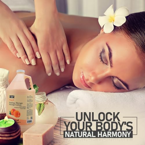 PRO NAIL - Healing Therapy Massage Lotion - Professional Pedicure, Body and Hot Oil Manicure, Infused with Natural Oils, Vitamins, Panthenol and Amino Acids (Peach, 1 Gallon) - Image 4