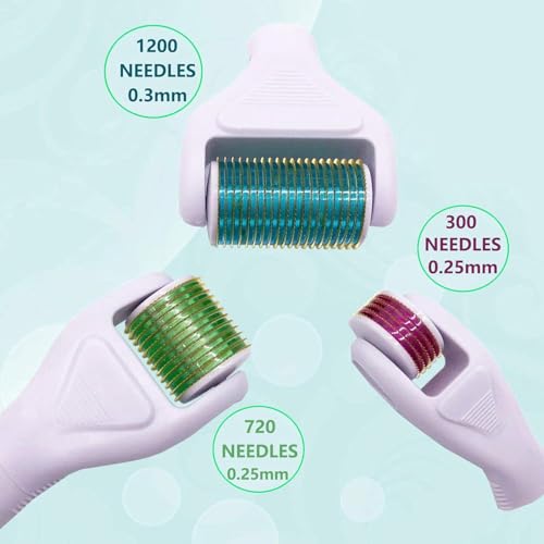 Derma Roller for Face and Body - Angel Kiss 4 in 1 Titanium Microneedling Roller Kit Micro Needle Microneedle Roller, 300 and 720 Needles 0.25mm,1200 Needle 0.3mm - Image 2