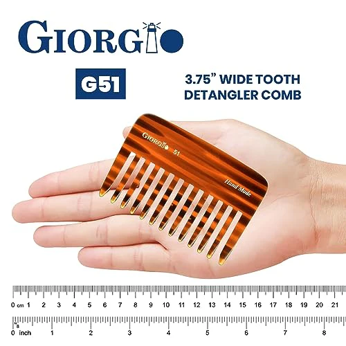 Giorgio G51 Wide Tooth Combs for Women Detangling Comb, Wide Teeth Pocket Comb for Thick Curly Wavy Hair. Hair Detangler Comb For Wet and Dry Everyday Care. Handmade, Saw-Cut and Hand Polished (3.75") - Image 3