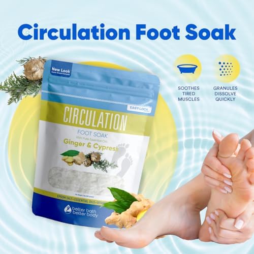 Circulation Foot Soak 32 Ounces (2 Lbs) Epsom Salt with Pure Essential Oils Ginger and Cypress Essential Oils Plus Vitamin C in BPA Free Pouch with Easy Press Lock Seal - Image 5