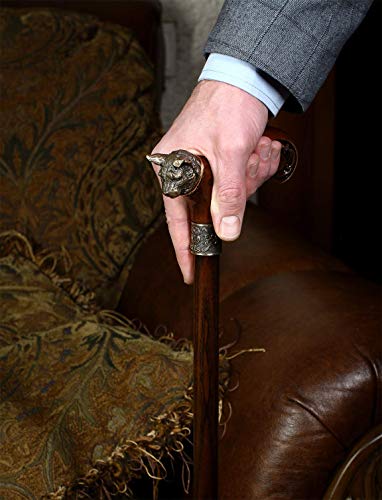 Handmade Wooden Walking Cane Stick Metal Brass Bronze Cat Handle Wooden Shaft for Men & Women stylish collectible 36'' - Image 3