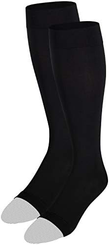 NuVein Medical Compression Stockings, 20-30 mmHg Support for Women & Men, Knee Length, Open Toe, Black, Large - Image 5