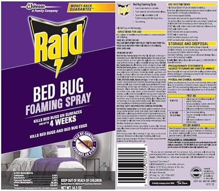 Raid Bed Bug Foaming Spray, Kills Bed Bugs and Their Eggs, for Indoor Use, Non-Staining, Keeps Killing for Weeks, 16.5 oz (Pack of 1) - Image 9