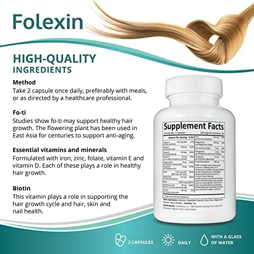 Hair Growth Support Supplement for Women & Men with Biotin, Vitamin B6 & Other Hair Vitamins for Thicker Hair Growth & Hair Health Support. 60 Capsules - Image 4